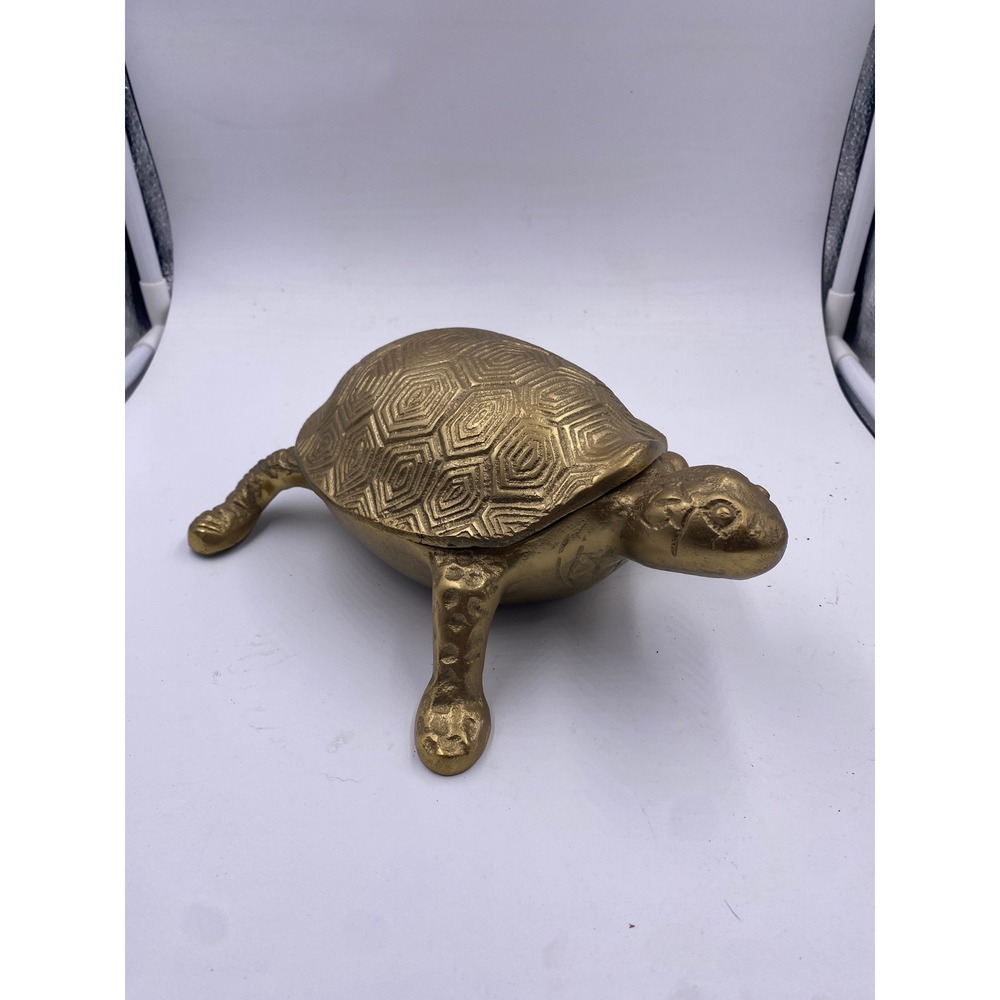 Unbranded Brass Turtle Trinket Box Home Decor OS Gold Excellent Vintage Boho